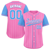 Custom Pink Blue Stripe Fashion Personalized Authentic Baseball Jersey BSBJ01-D017229